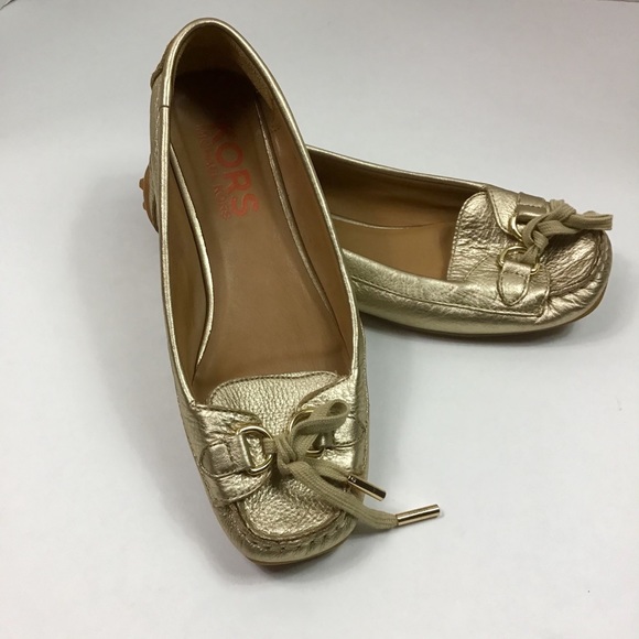 Michael Kors Shoes - Michael Kors Gold Leather Flats -EUC
